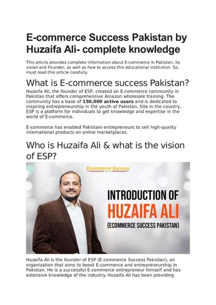 E-commerce Success Pakistan by Huzaifa Ali