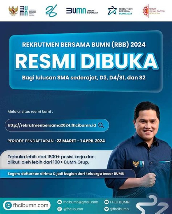 Siap-siap Rekrutmen Bersama BUMN Dibuka Maret 2024 untuk SMA hingga S2